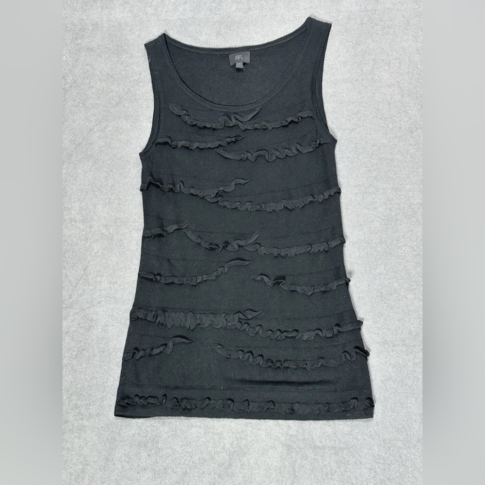 Banana Republic Women’s Black Silk Blend Ruffle Tank Size S 03-0063